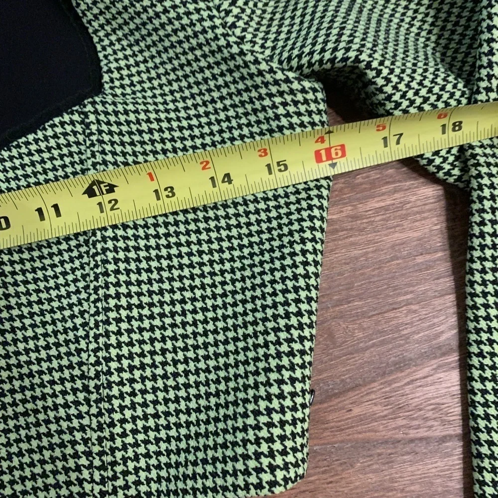 Zara Houndstooth Corset Cropped Top Bloggers Favorite Neon Green Black Small